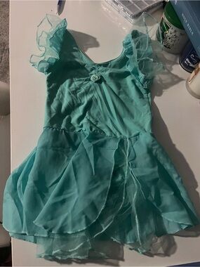 Girls' Aqua Chiffon Layered Dress with Rosette